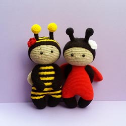 [써니의실노리]우리는친구-꿀벌,풍뎅이 코바늘 손뜨개인형 DIY패키지